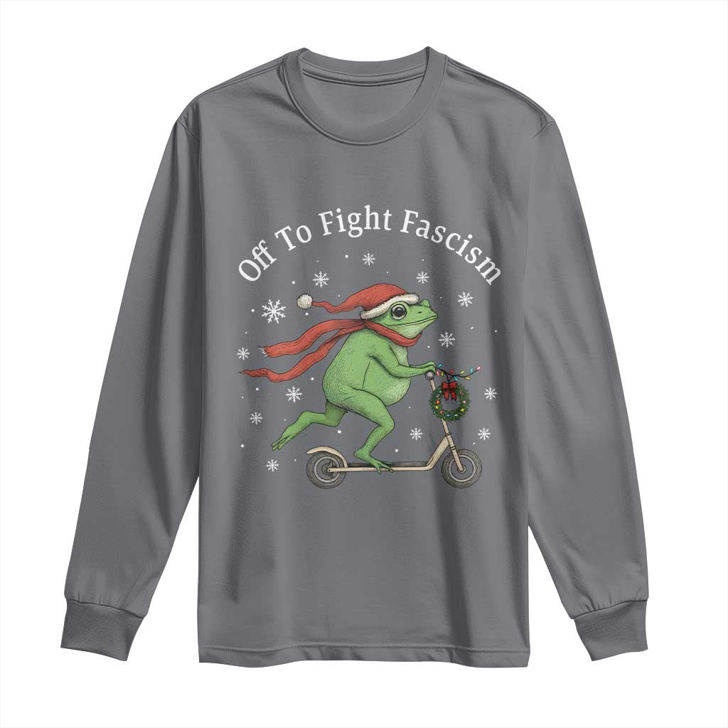 Portland Frog Protest Off To Fight Fascism Long Sleeve Shirt Funny Christmas Gift TS12 Charcoal Print Your Wear