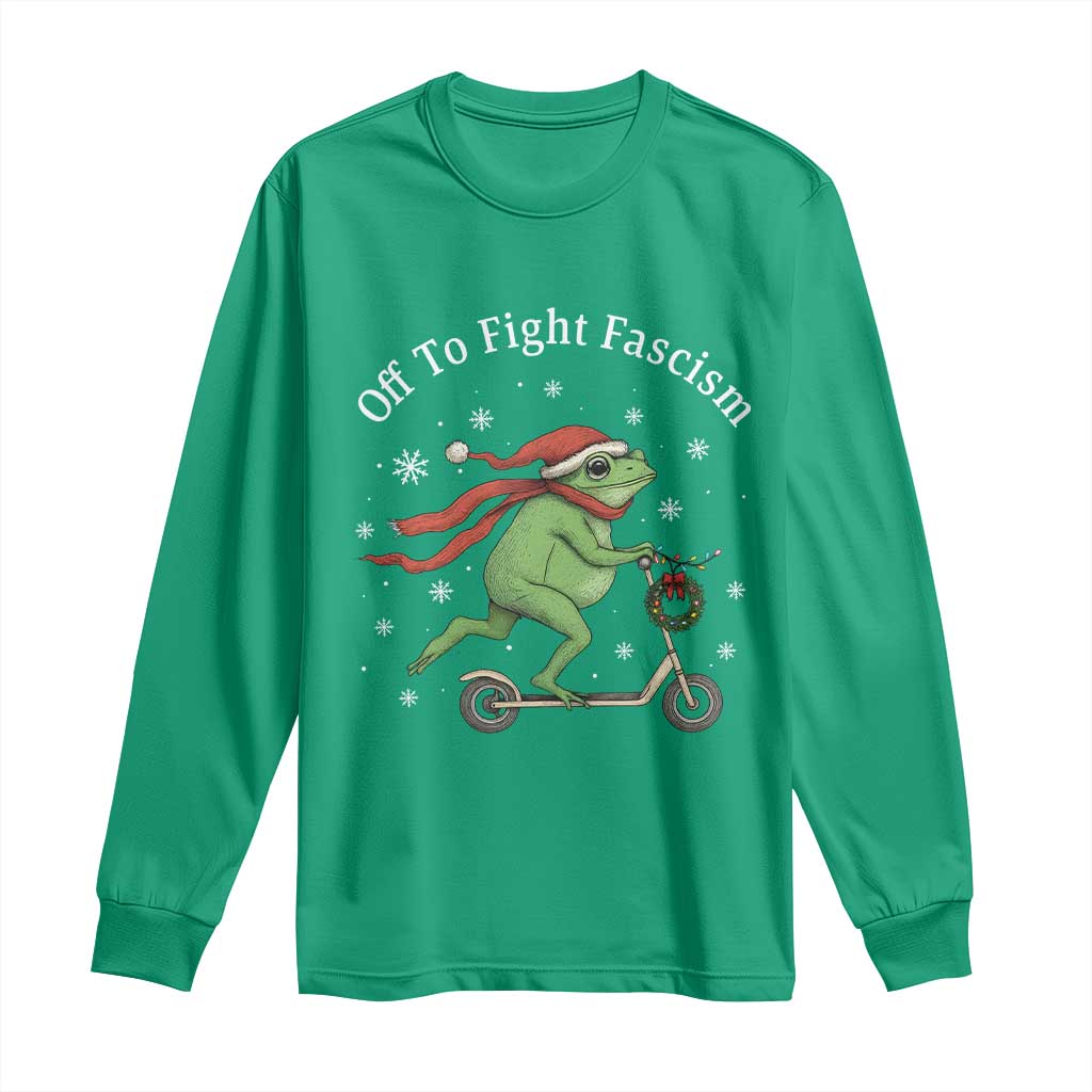 Portland Frog Protest Off To Fight Fascism Long Sleeve Shirt Funny Christmas Gift TS12 Irish Green Print Your Wear