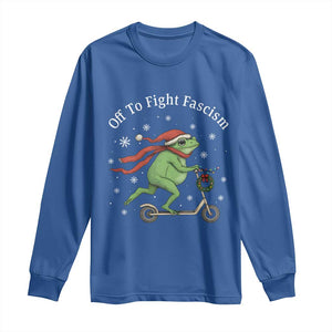 Portland Frog Protest Off To Fight Fascism Long Sleeve Shirt Funny Christmas Gift TS12 Royal Blue Print Your Wear