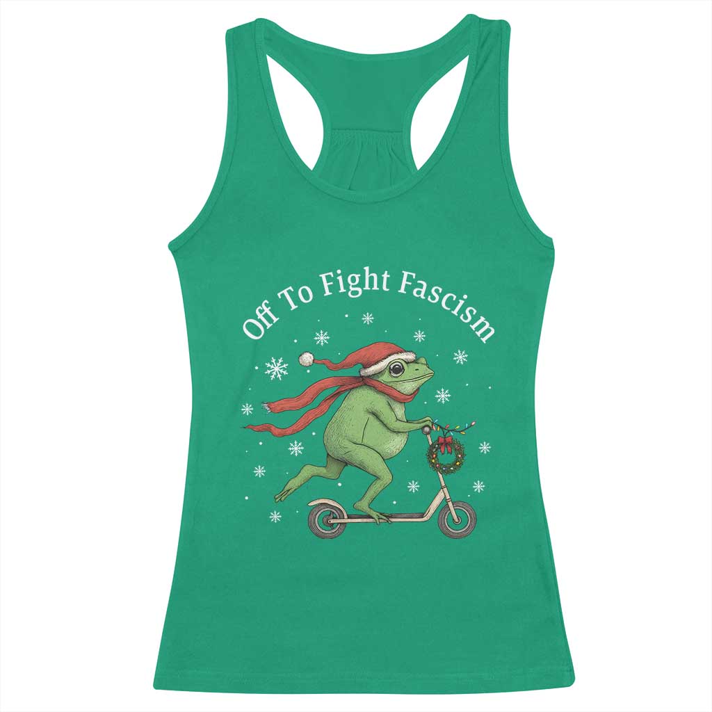 Portland Frog Protest Off To Fight Fascism Racerback Tank Top Funny Christmas Gift TS12 Irish Green Print Your Wear