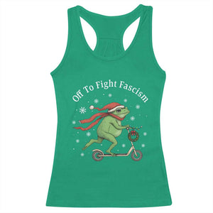 Portland Frog Protest Off To Fight Fascism Racerback Tank Top Funny Christmas Gift - Print Your Wear