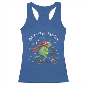 Portland Frog Protest Off To Fight Fascism Racerback Tank Top Funny Christmas Gift - Print Your Wear