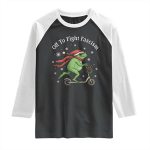 Portland Frog Protest Off To Fight Fascism Raglan Shirt Funny Christmas Gift - Print Your Wear