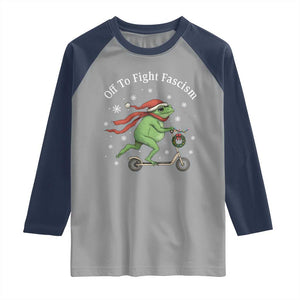Portland Frog Protest Off To Fight Fascism Raglan Shirt Funny Christmas Gift TS12 Sport Gray Navy Print Your Wear