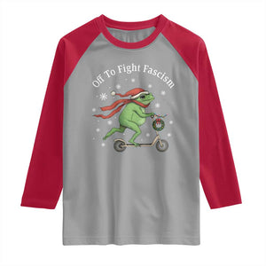 Portland Frog Protest Off To Fight Fascism Raglan Shirt Funny Christmas Gift TS12 Sport Gray Red Print Your Wear