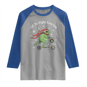 Portland Frog Protest Off To Fight Fascism Raglan Shirt Funny Christmas Gift - Print Your Wear