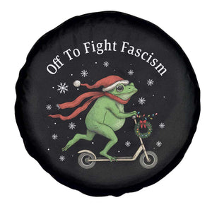 Portland Frog Protest Off To Fight Fascism Spare Tire Cover Funny Christmas Gift - Print Your Wear