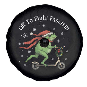 Portland Frog Protest Off To Fight Fascism Spare Tire Cover Funny Christmas Gift - Print Your Wear