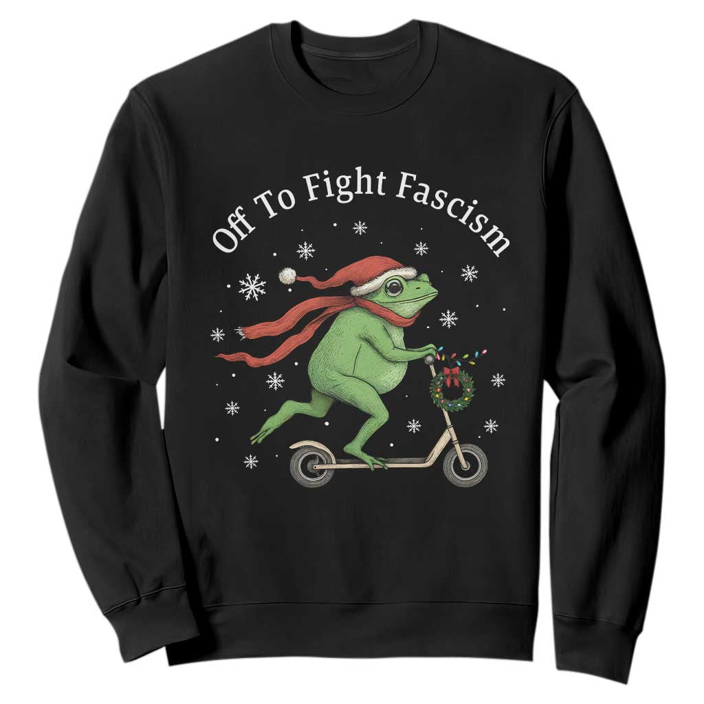 Portland Frog Protest Off To Fight Fascism Sweatshirt Funny Christmas Gift TS12 Black Print Your Wear
