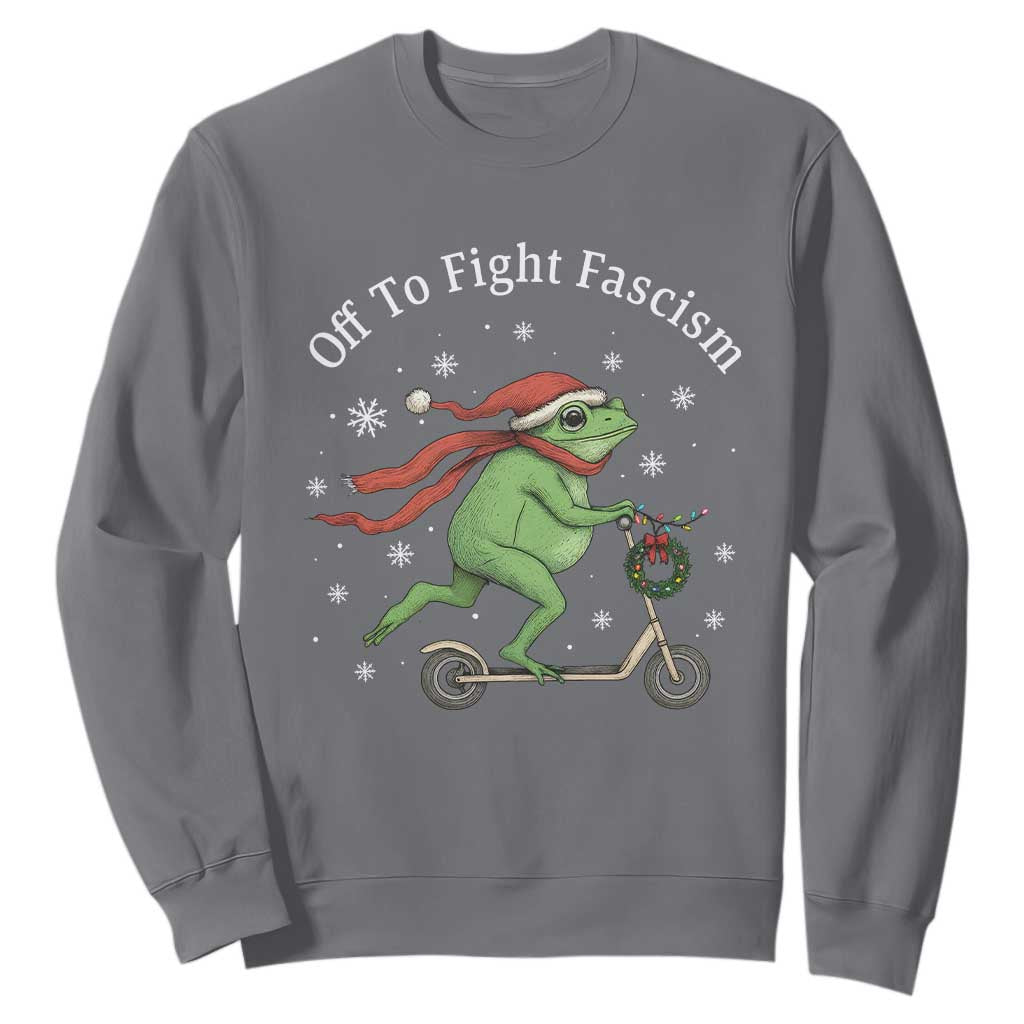 Portland Frog Protest Off To Fight Fascism Sweatshirt Funny Christmas Gift TS12 Charcoal Print Your Wear