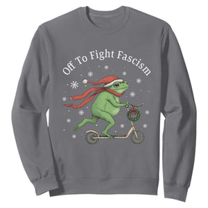 Portland Frog Protest Off To Fight Fascism Sweatshirt Funny Christmas Gift TS12 Charcoal Print Your Wear