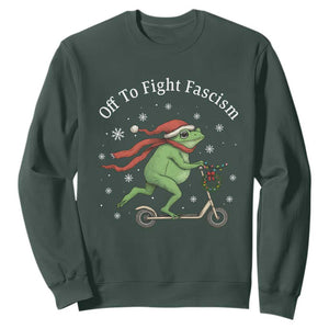 Portland Frog Protest Off To Fight Fascism Sweatshirt Funny Christmas Gift TS12 Dark Forest Green Print Your Wear