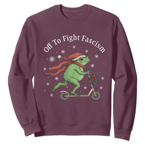 Portland Frog Protest Off To Fight Fascism Sweatshirt Funny Christmas Gift TS12 Maroon Print Your Wear