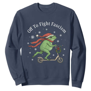 Portland Frog Protest Off To Fight Fascism Sweatshirt Funny Christmas Gift TS12 Navy Print Your Wear