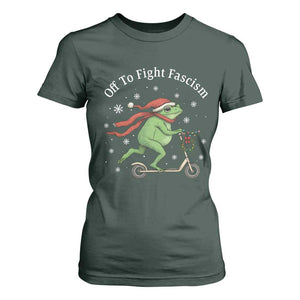 Portland Frog Protest Off To Fight Fascism T Shirt For Women Funny Christmas Gift TS12 Dark Forest Green Print Your Wear