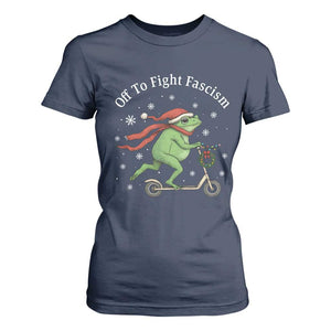 Portland Frog Protest Off To Fight Fascism T Shirt For Women Funny Christmas Gift TS12 Navy Print Your Wear