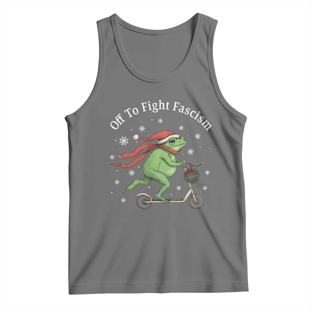 Portland Frog Protest Off To Fight Fascism Tank Top Funny Christmas Gift TS12 Black Heather Print Your Wear
