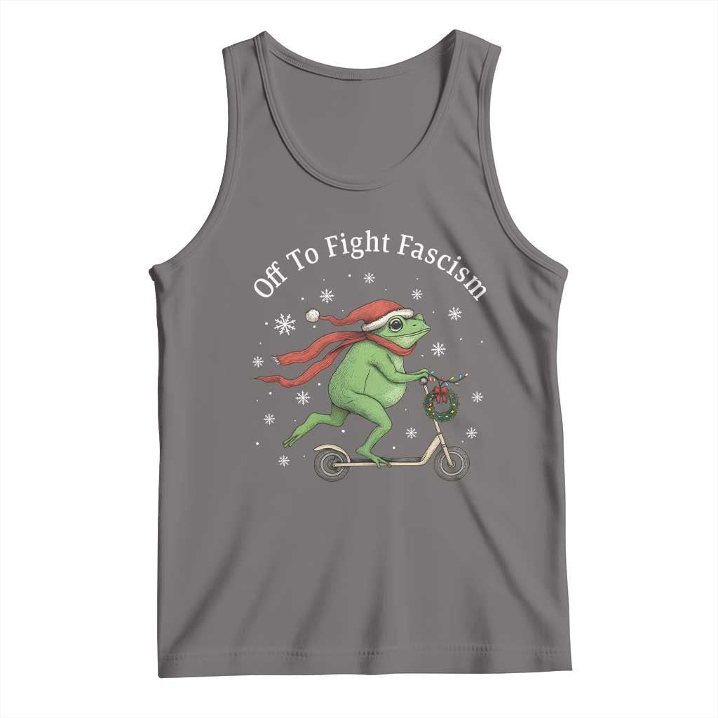 Portland Frog Protest Off To Fight Fascism Tank Top Funny Christmas Gift TS12 Deep Heather Print Your Wear