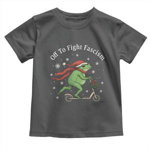 Portland Frog Protest Off To Fight Fascism Toddler T Shirt Funny Christmas Gift TS12 Dark Heather Print Your Wear
