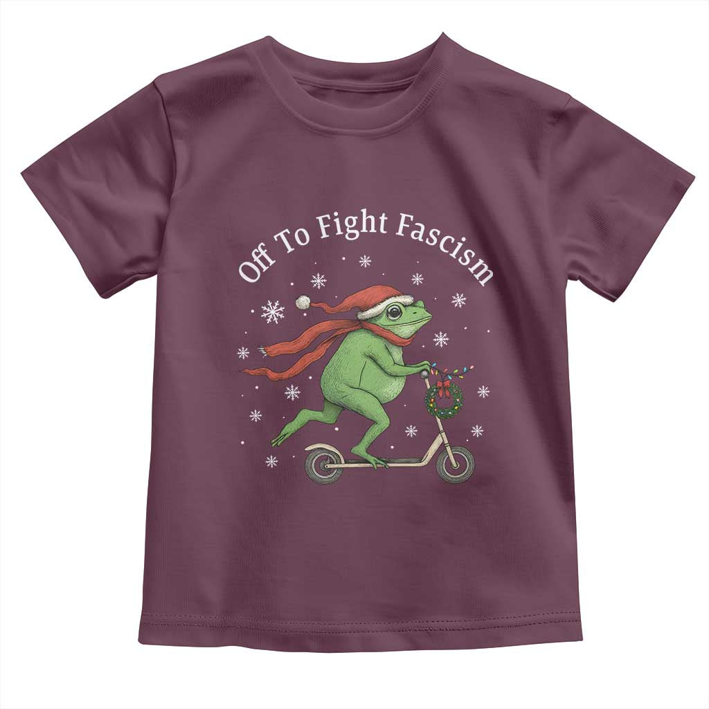Portland Frog Protest Off To Fight Fascism Toddler T Shirt Funny Christmas Gift TS12 Maroon Print Your Wear