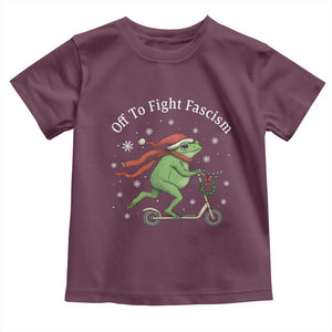 Portland Frog Protest Off To Fight Fascism Toddler T Shirt Funny Christmas Gift TS12 Maroon Print Your Wear