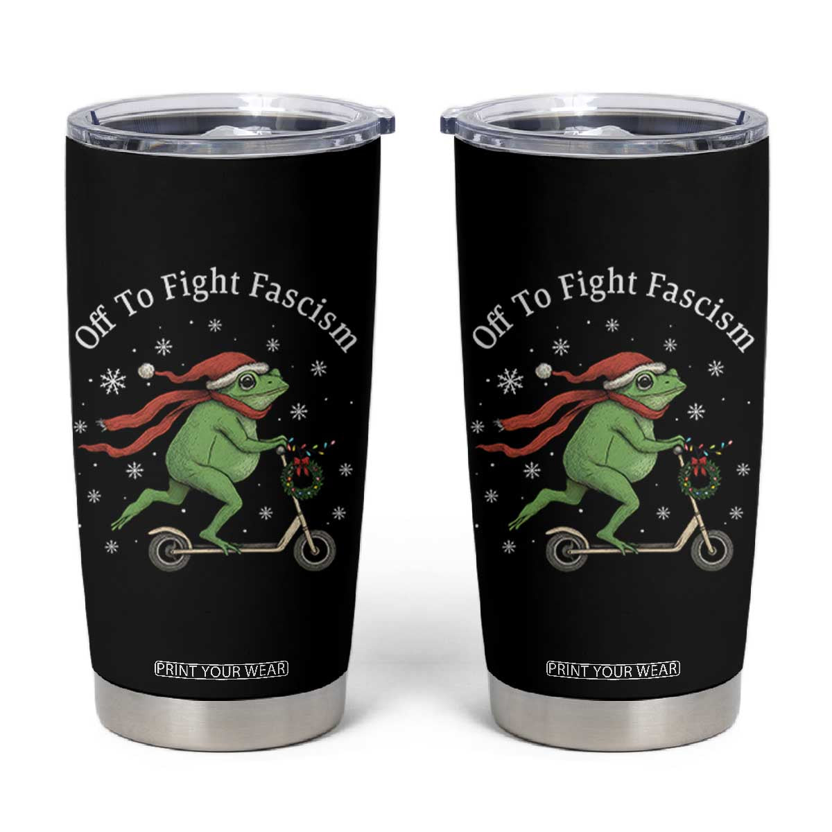 Portland Frog Protest Off To Fight Fascism Tumbler Cup Funny Christmas Gift TS12 Black Print Your Wear