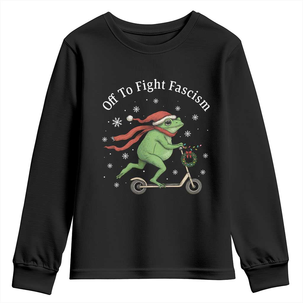 Portland Frog Protest Off To Fight Fascism Youth Sweatshirt Funny Christmas Gift TS12 Black Print Your Wear