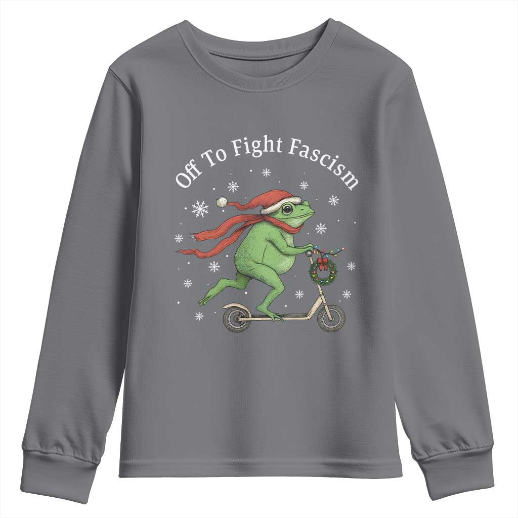 Portland Frog Protest Off To Fight Fascism Youth Sweatshirt Funny Christmas Gift TS12 Charcoal Print Your Wear