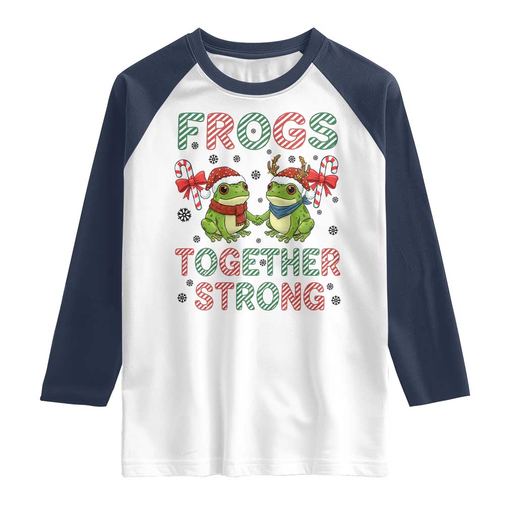 Frogs Together Strong Raglan Shirt Funny Portland Christmas Resist Gift TS12 White Navy Print Your Wear