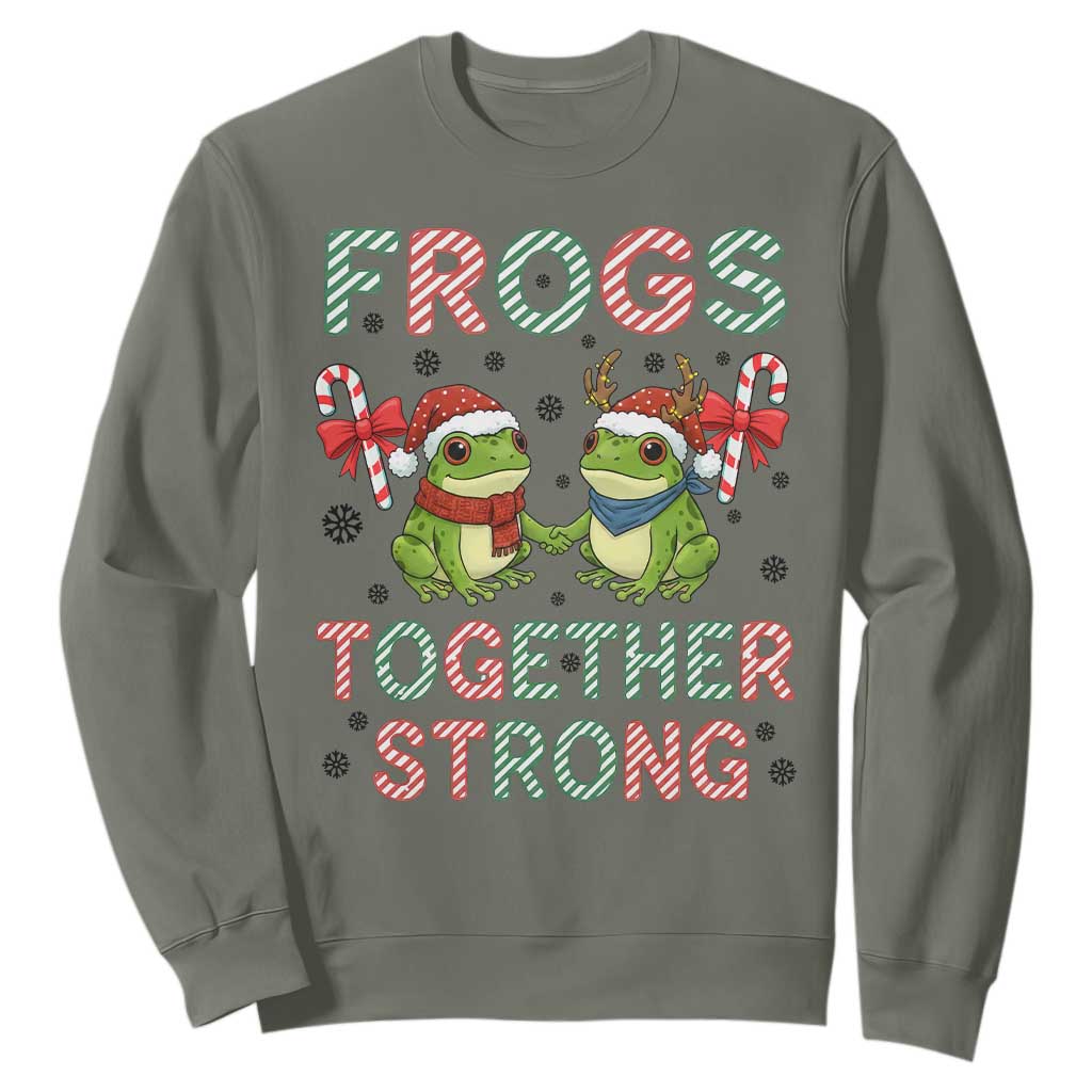 Frogs Together Strong Sweatshirt Funny Portland Christmas Resist Gift TS12 Military Green Print Your Wear