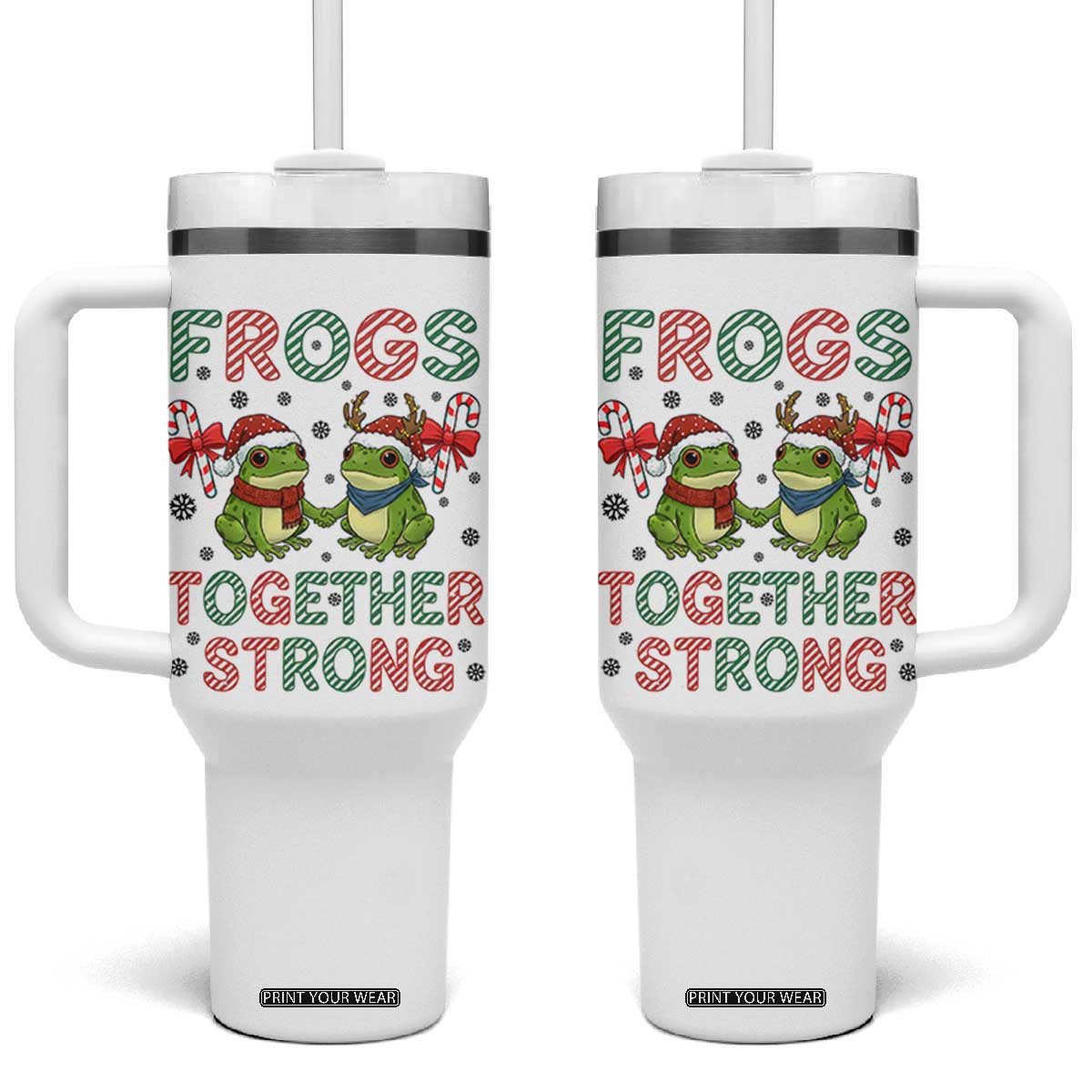 Frogs Together Strong Tumbler With Handle Funny Portland Christmas Resist Gift TS12 One Size: 40 oz White Print Your Wear