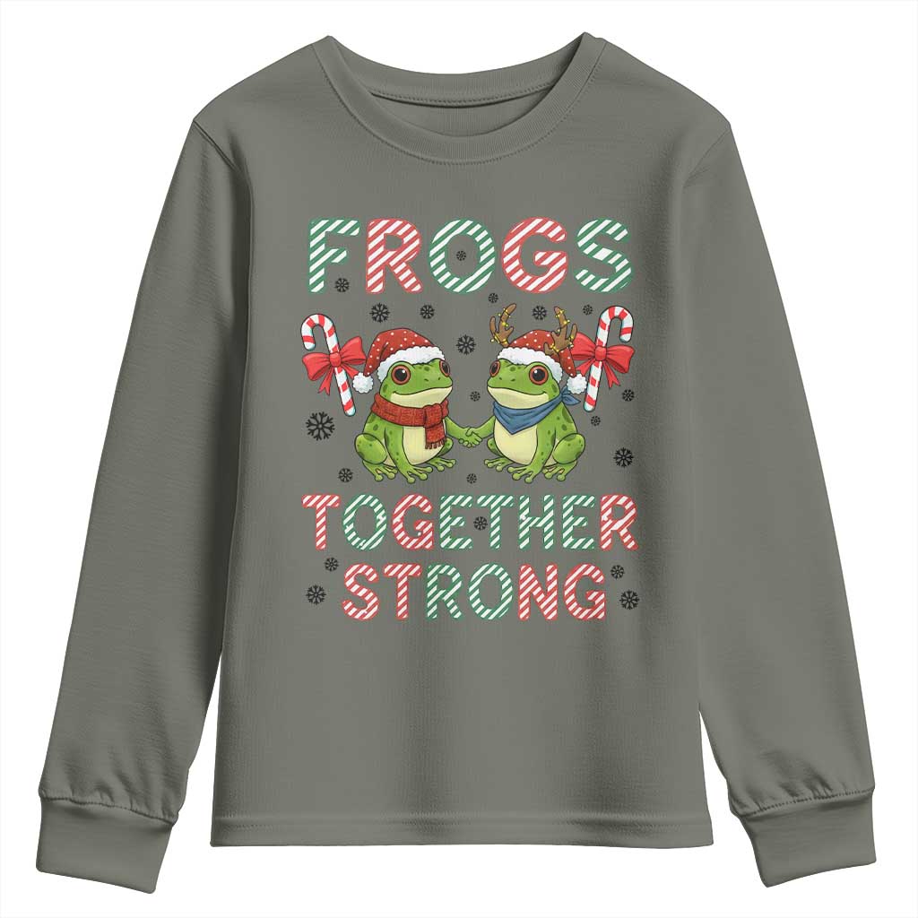 Frogs Together Strong Youth Sweatshirt Funny Portland Christmas Resist Gift TS12 Military Green Print Your Wear