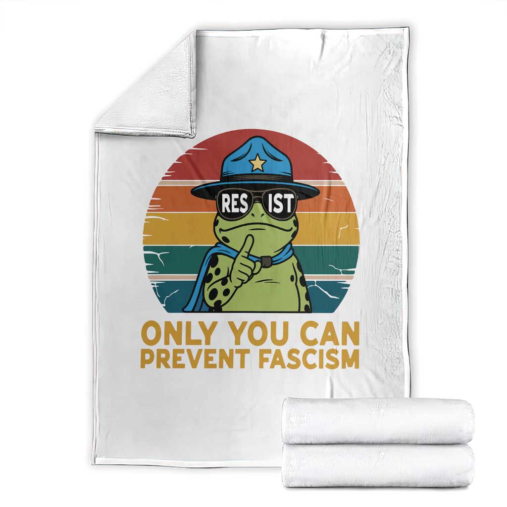 Only You Can Prevent Fascism Throw Blanket Funny Portland Frog Protest Gift TS12 White Print Your Wear