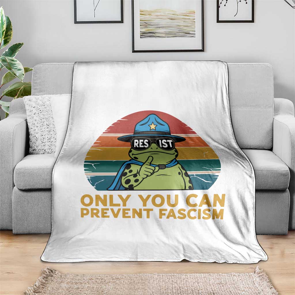 Only You Can Prevent Fascism Throw Blanket Funny Portland Frog Protest Gift TS12 Print Your Wear