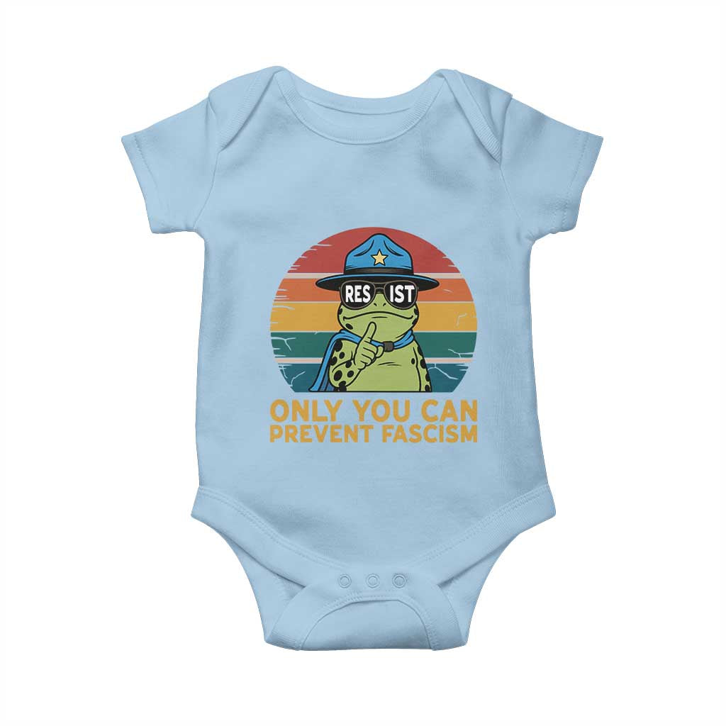 Only You Can Prevent Fascism Baby Onesie Funny Portland Frog Protest Gift TS12 Light Blue Print Your Wear