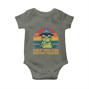 Only You Can Prevent Fascism Baby Onesie Funny Portland Frog Protest Gift TS12 Military Green Print Your Wear