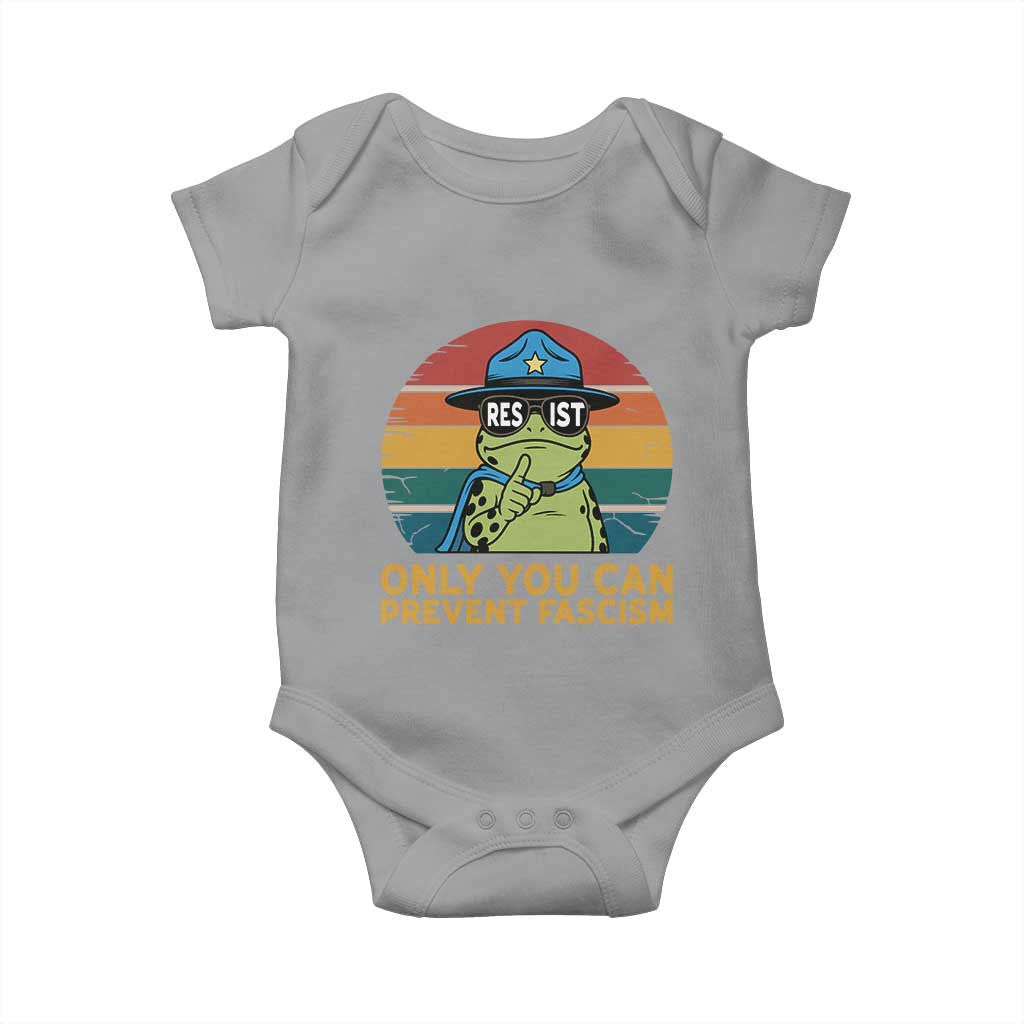 Only You Can Prevent Fascism Baby Onesie Funny Portland Frog Protest Gift TS12 Sport Gray Print Your Wear