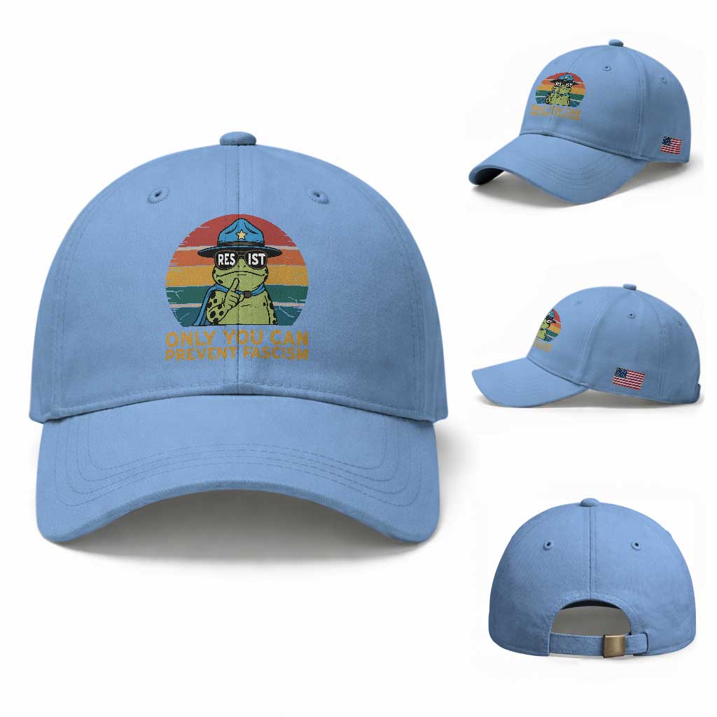 Only You Can Prevent Fascism Baseball Cap Funny Portland Frog Protest Gift TS12 Baseball Cap Universal Fit Light Blue Print Your Wear