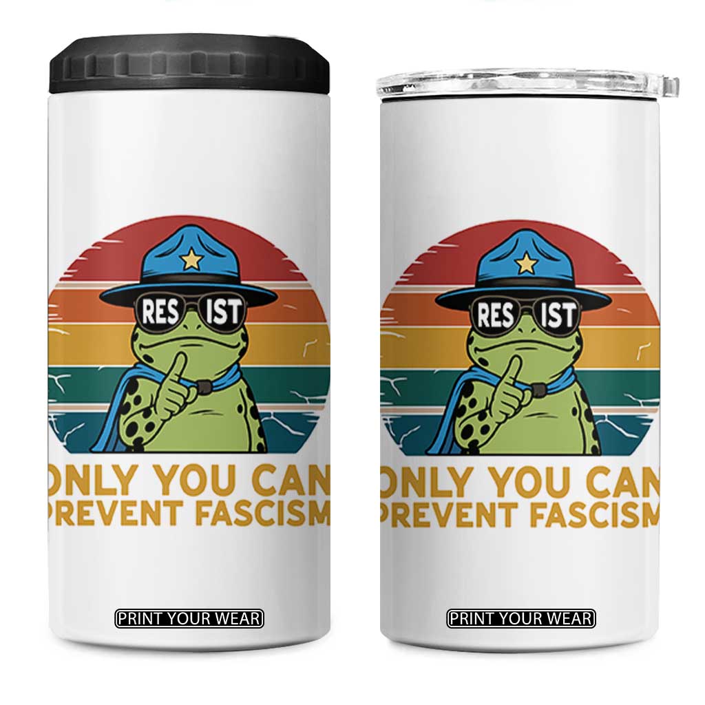 Only You Can Prevent Fascism 4 in 1 Can Cooler Tumbler Funny Portland Frog Protest Gift TS12 One Size: 16 oz White Print Your Wear