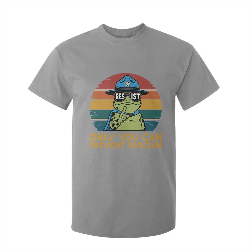 Only You Can Prevent Fascism T Shirt For Kid Funny Portland Frog Protest Gift TS12 Sport Gray Print Your Wear