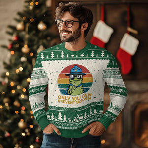 Only You Can Prevent Fascism Ugly Christmas Sweater Funny Portland Frog Protest Gift TS12 Beige Green Print Your Wear