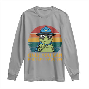 Only You Can Prevent Fascism Long Sleeve Shirt Funny Portland Frog Protest Gift TS12 Sport Gray Print Your Wear