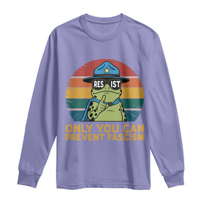 Only You Can Prevent Fascism Long Sleeve Shirt Funny Portland Frog Protest Gift TS12 Violet Print Your Wear