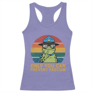 Only You Can Prevent Fascism Racerback Tank Top Funny Portland Frog Protest Gift - Print Your Wear