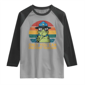 Only You Can Prevent Fascism Raglan Shirt Funny Portland Frog Protest Gift - Print Your Wear
