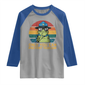 Only You Can Prevent Fascism Raglan Shirt Funny Portland Frog Protest Gift - Print Your Wear