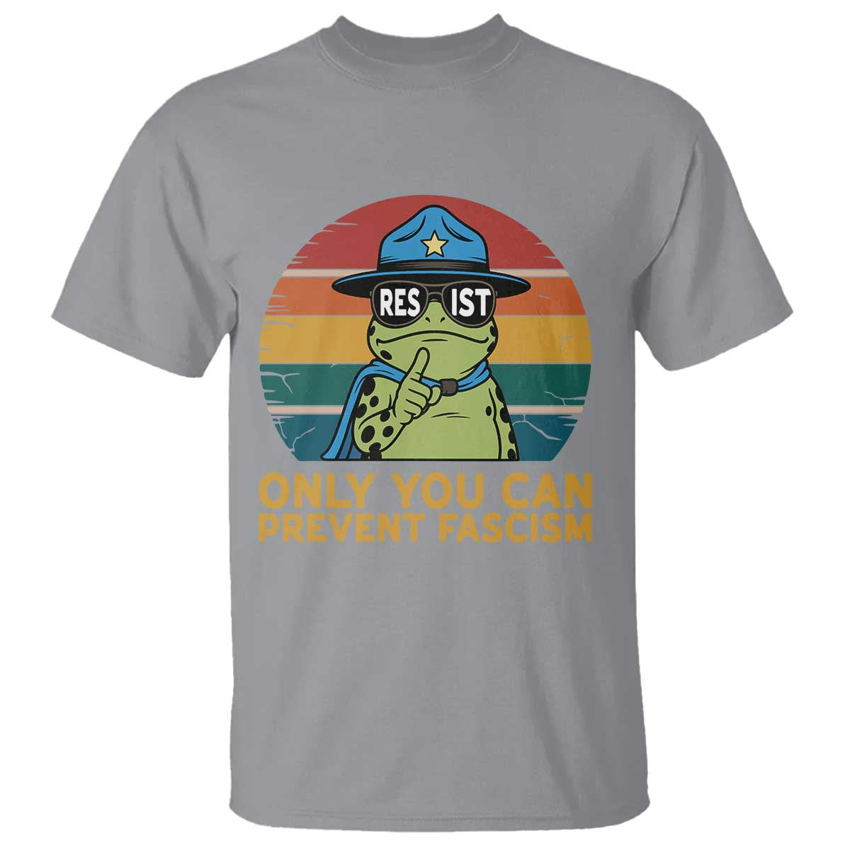 Only You Can Prevent Fascism T Shirt Funny Portland Frog Protest Gift TS12 Sport Gray Print Your Wear