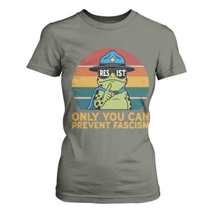 Only You Can Prevent Fascism T Shirt For Women Funny Portland Frog Protest Gift TS12 Military Green Print Your Wear