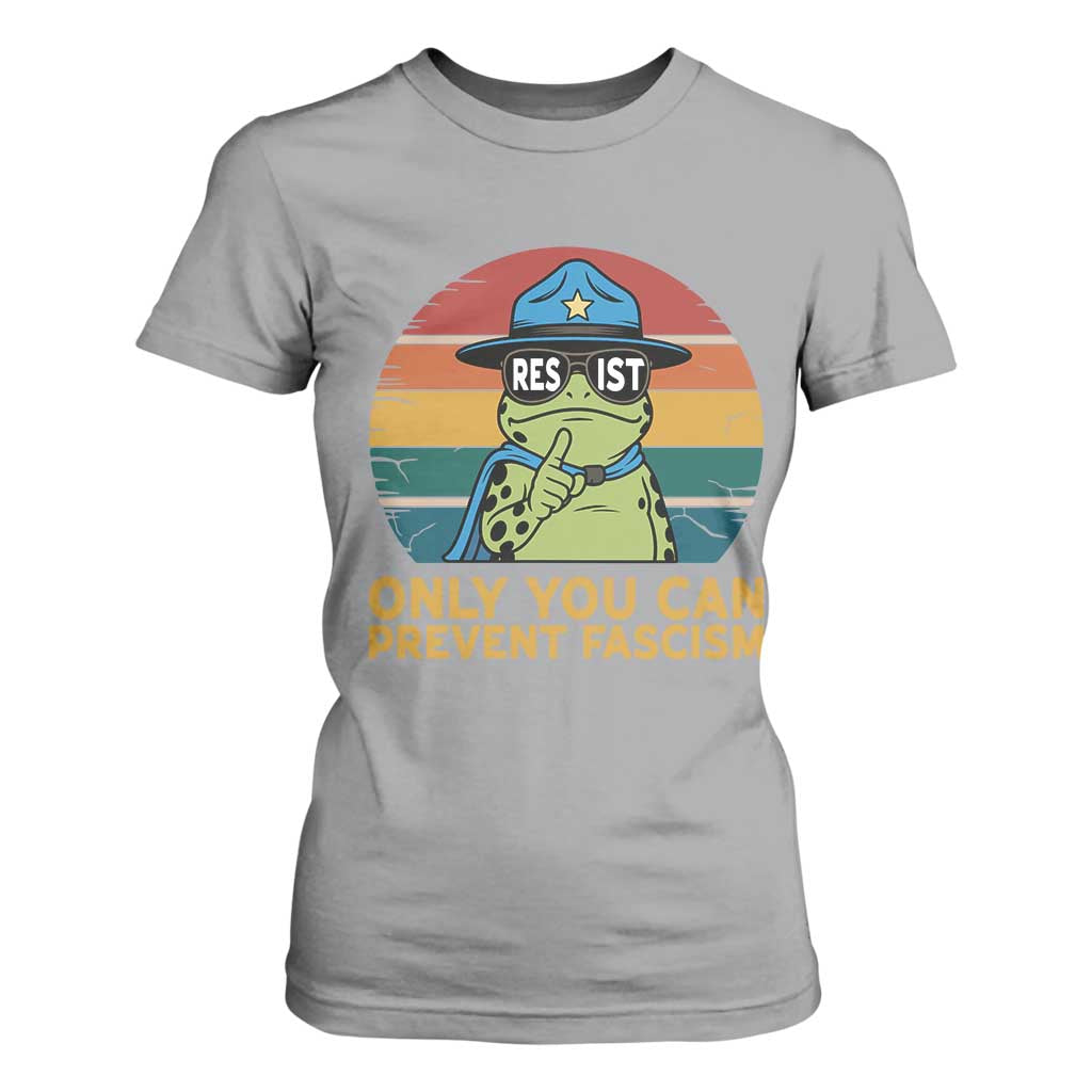Only You Can Prevent Fascism T Shirt For Women Funny Portland Frog Protest Gift TS12 Sport Gray Print Your Wear