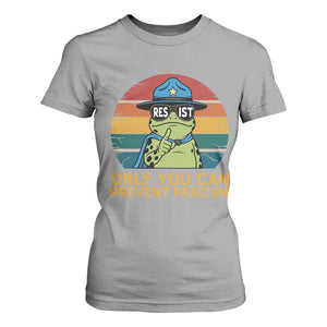 Only You Can Prevent Fascism T Shirt For Women Funny Portland Frog Protest Gift TS12 Sport Gray Print Your Wear